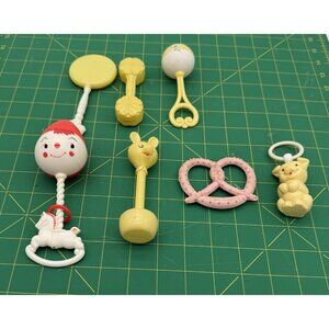 Vintage Lot of 7 Baby Rattles Teether